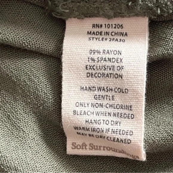 Soft Surroundings | Green Boho Embroidered Eyelet Pintuck Top, Small - Picture 7 of 7